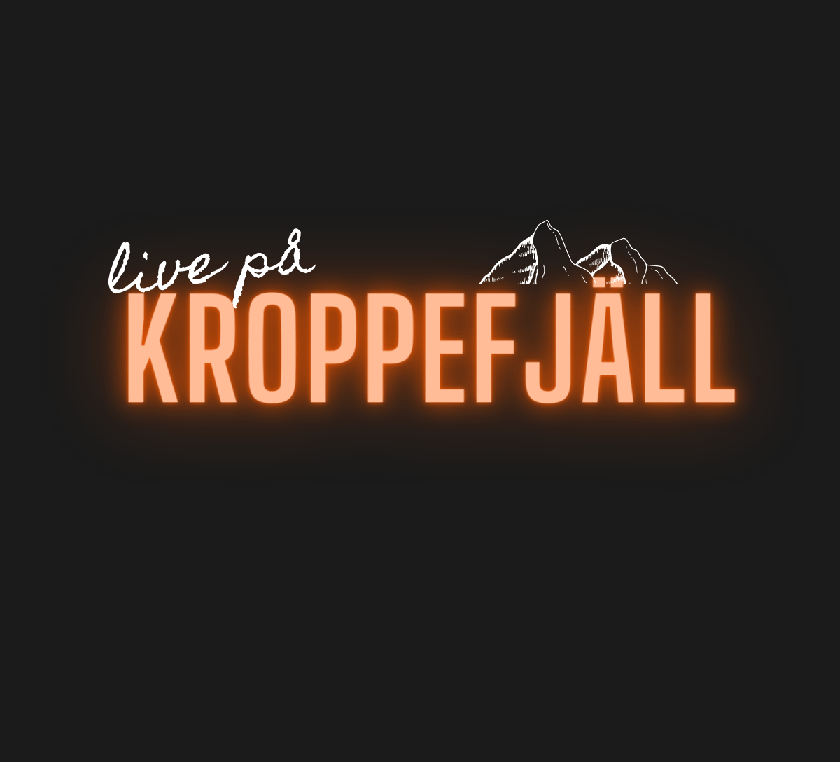 Live på Kroppefjälls logga, vit och orange text mot svart bakgrund.